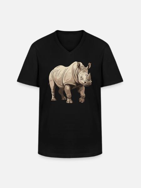 Nashorn Tier - Männer-T-Shirt mit V-Ausschnitt - Schwarz