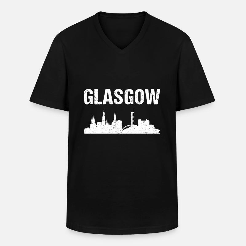 Glasgow Skyline - Männer-T-Shirt mit V-Ausschnitt - Schwarz