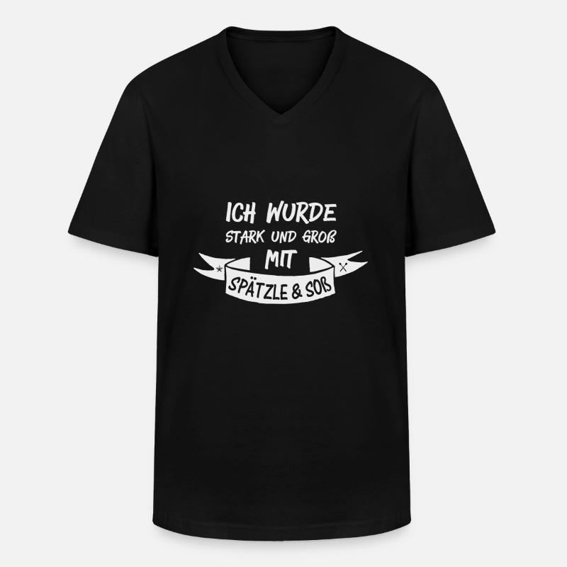 SPÄTZLE & SOß - Männer-T-Shirt mit V-Ausschnitt - Schwarz