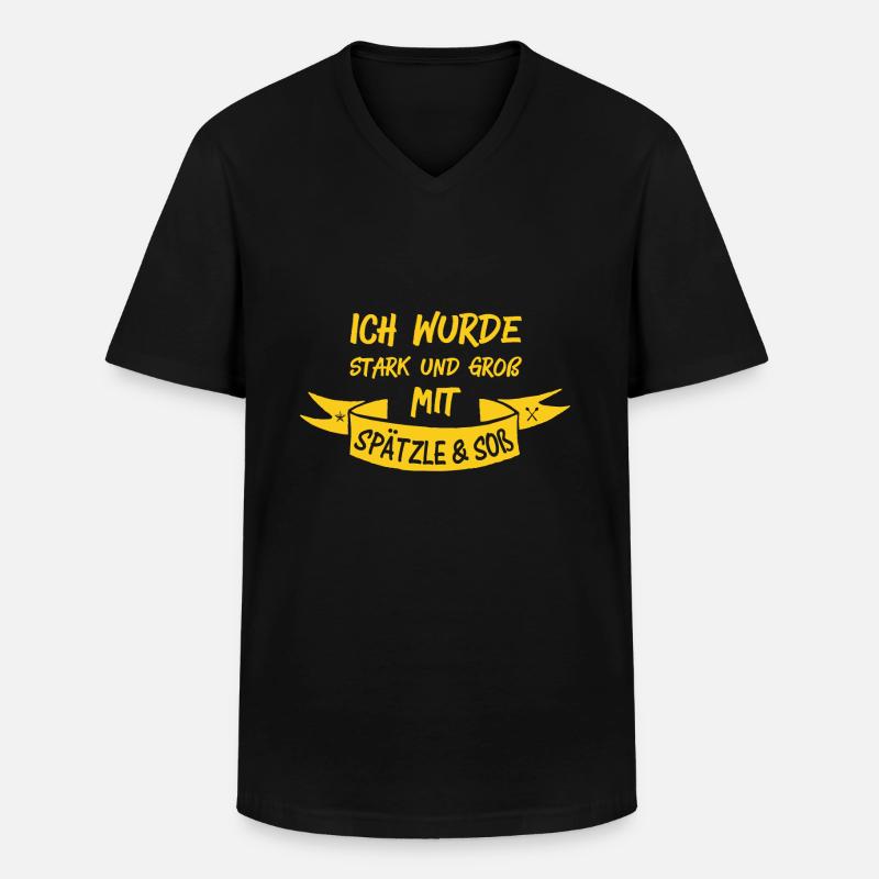SPÄTZLE & SOß - Männer-T-Shirt mit V-Ausschnitt - Schwarz