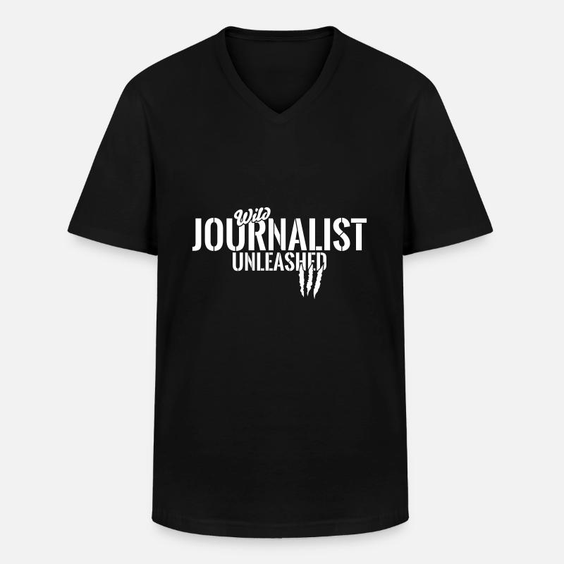 Wilder Journalist entfesselt - Männer-T-Shirt mit V-Ausschnitt - Schwarz