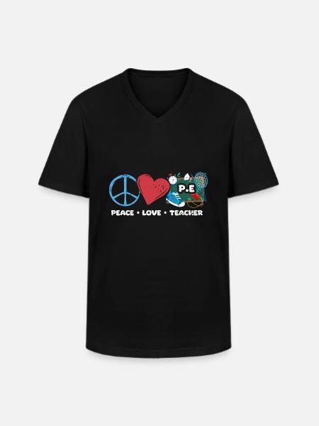 Fantastisk fred kærlighed idrætslærer En fysisk kondition - Klassisk herre T-shirt med V-udskæring - sort