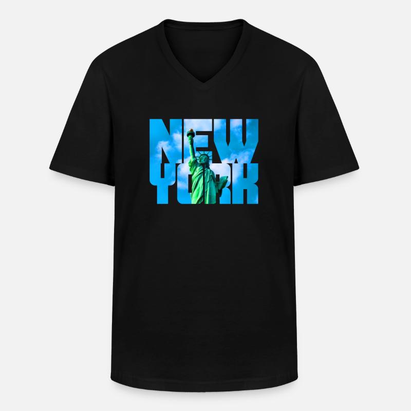Freiheitsstatue New York - Männer-T-Shirt mit V-Ausschnitt - Schwarz