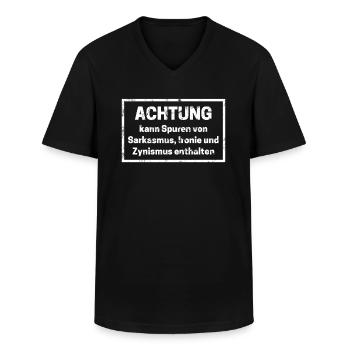 Sarkasmus Ironie Zynismus Beipackzettel - Männer-T-Shirt mit V-Ausschnitt - Schwarz - Vorne - AI Model Male 178 dark (178cm)