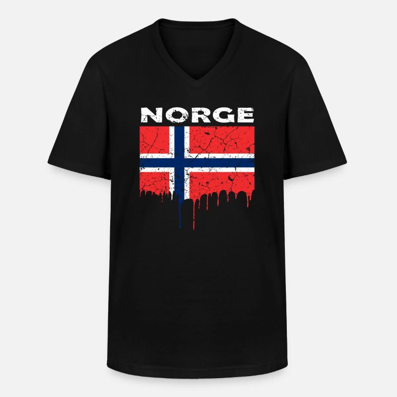Norwegen Flagge - Männer-T-Shirt mit V-Ausschnitt - Schwarz