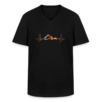 Herzschlag schwimmen, Geschenk für Schwimmer - Männer-T-Shirt mit V-Ausschnitt - Schwarz - Vorne - AI Model Male 178 dark (178cm)