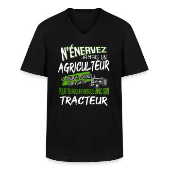 Agriculteur - T-shirt col V Homme - noir - Devant - AI Model Male 178 dark (178cm)