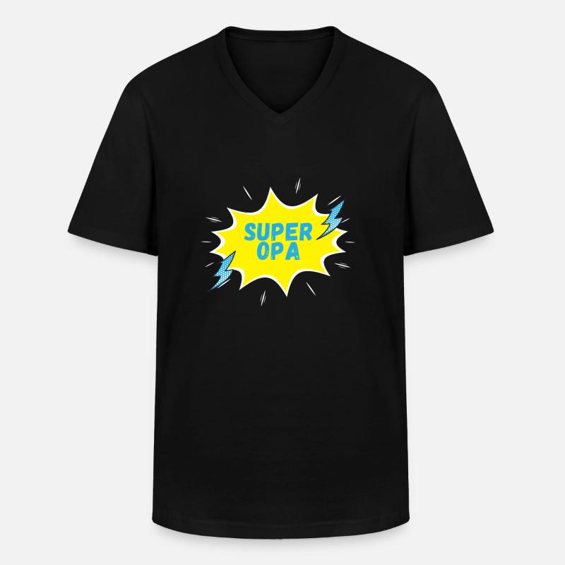 SUPER OPA! - Männer-T-Shirt mit V-Ausschnitt - Schwarz