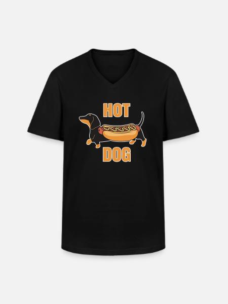 Hotdogs sjove gravdesign - Klassisk herre T-shirt med V-udskæring - sort