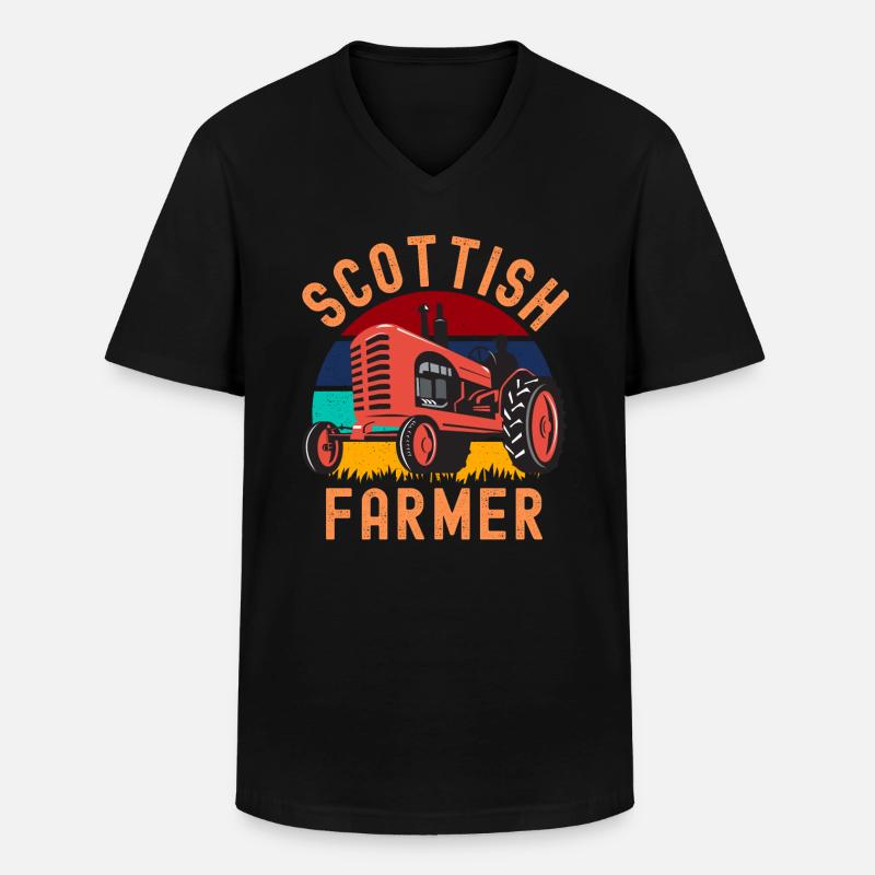 Schottischer Bauer auf Traktor - Männer-T-Shirt mit V-Ausschnitt - Schwarz