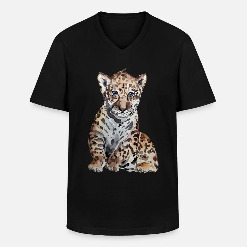 Jaguar Baby - Männer-T-Shirt mit V-Ausschnitt - Schwarz