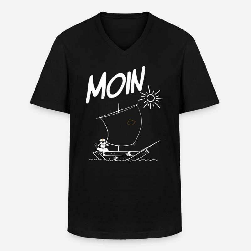 Moin - Männer-T-Shirt mit V-Ausschnitt - Schwarz