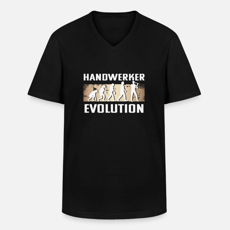 Handwerker Evolution - Männer-T-Shirt mit V-Ausschnitt - Schwarz