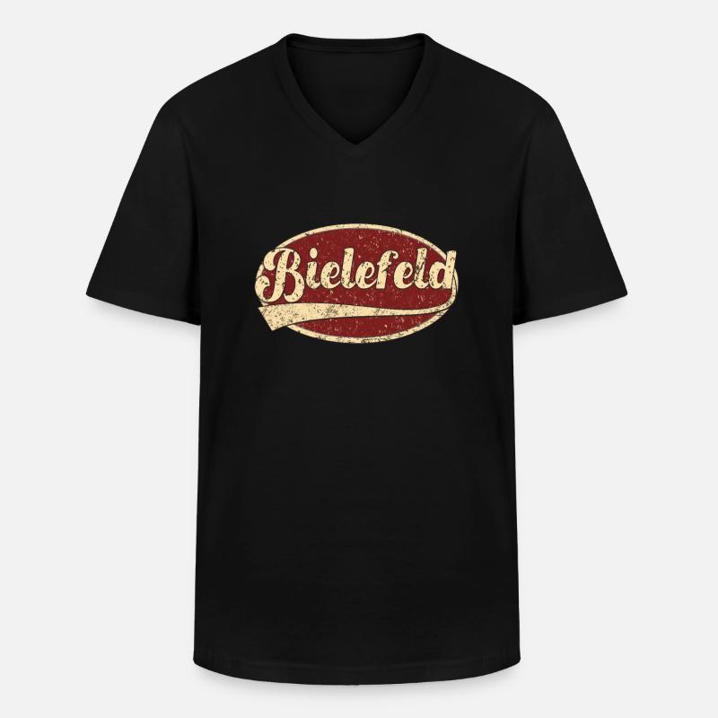 Bielefeld Retro Tshirt Geschenk - Männer-T-Shirt mit V-Ausschnitt - Schwarz
