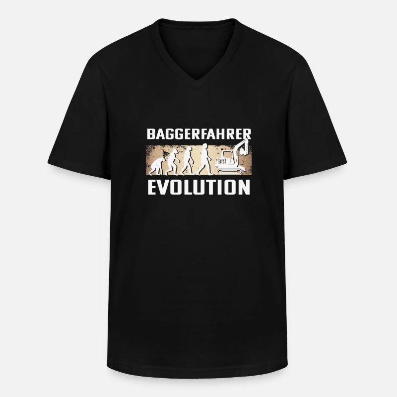Baggerfahrer Evolution - Männer-T-Shirt mit V-Ausschnitt - Schwarz