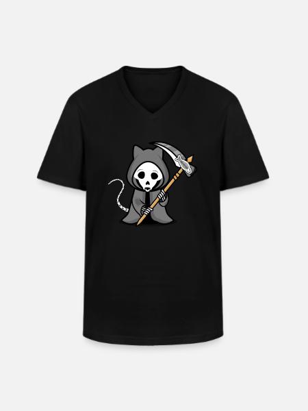 Cat Halloween Grim Repear - Men's V-Neck T-Shirt - black