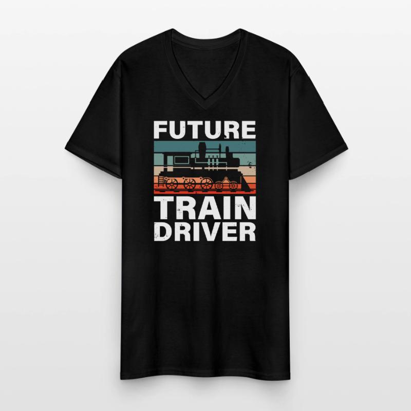 Railroad Train Engineer Future Train Driver Men's V-Neck T-Shirt