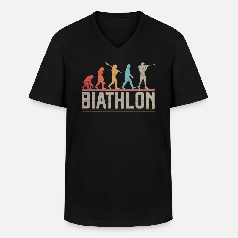 Die Evolution des Biathlon-Langlaufs - Männer-T-Shirt mit V-Ausschnitt - Schwarz