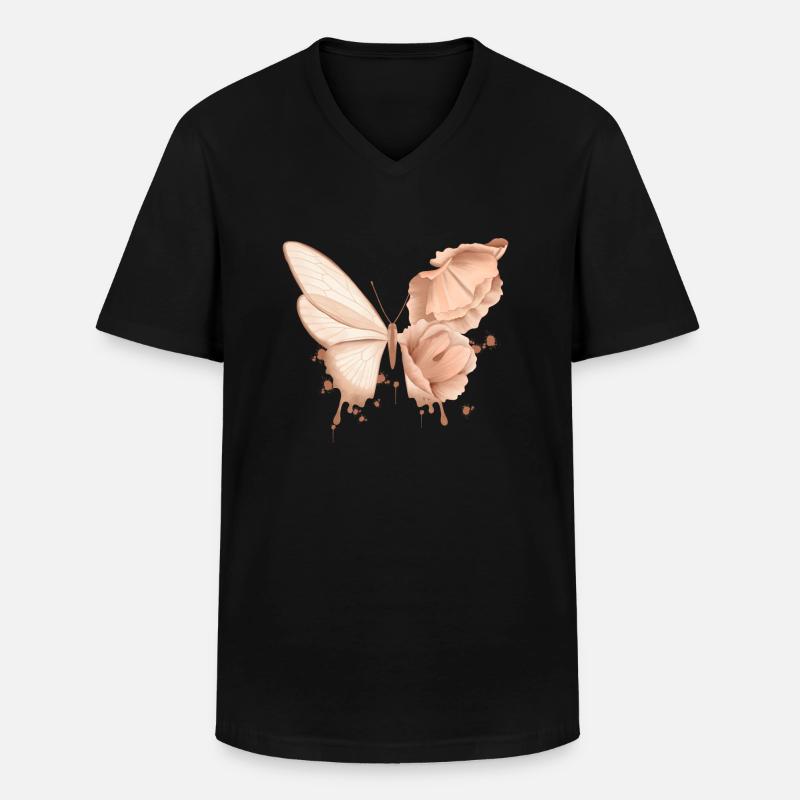 Schmetterling - Männer-T-Shirt mit V-Ausschnitt - Schwarz