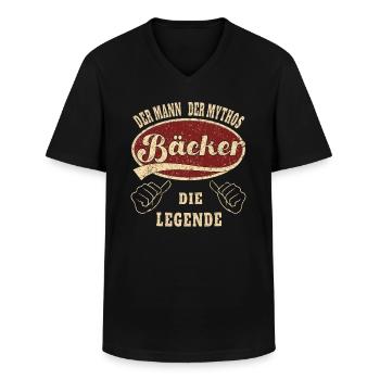 Bäcker Spruch der Mann der Mythos Bäcker - Männer-T-Shirt mit V-Ausschnitt - Schwarz - Vorne - AI Model Male 178 dark (178cm)