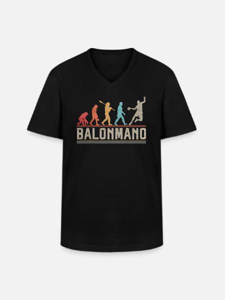 Balonmano Evolution Handballspieler - Männer-T-Shirt mit V-Ausschnitt - Schwarz