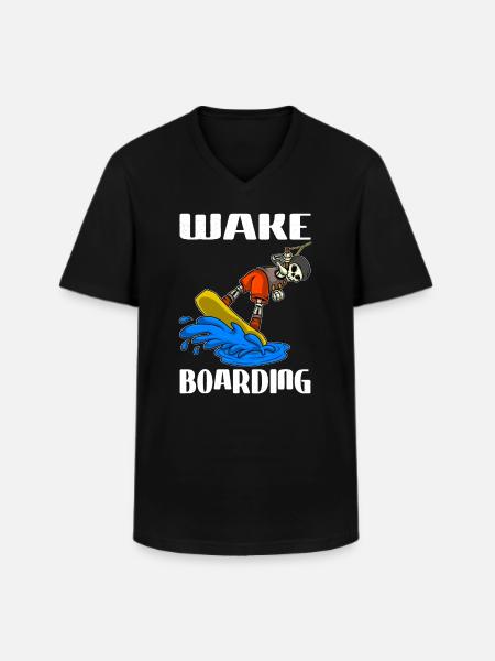 Wakeboarder Skeleton sur le wakeboard - T-shirt col V Homme - noir