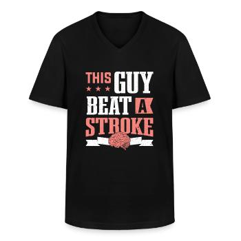 Ce type a battu un survivant d’un AVC - T-shirt col V Homme - noir - Devant - AI Model Male 178 dark (178cm)