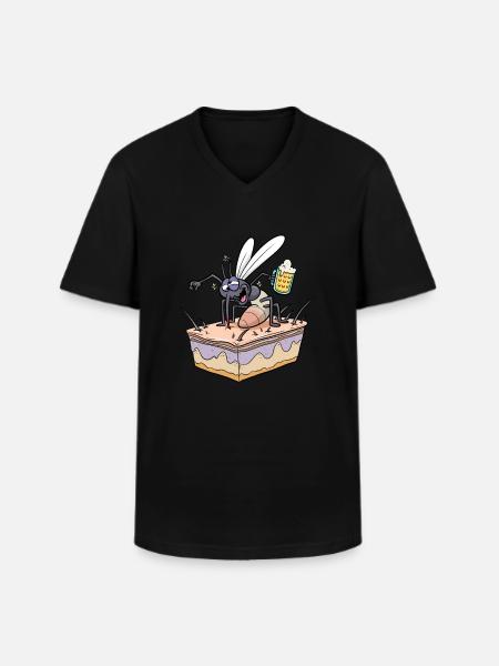 Insect Mosquito Drinking Beer Mosquitoes - Men's V-Neck T-Shirt - black