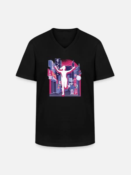 Asian City Marathon, Trail Running - Men's V-Neck T-Shirt - black