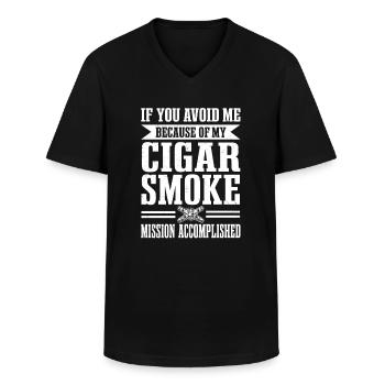Raucher Tabak Rauchen Zigarren Raucher - Männer-T-Shirt mit V-Ausschnitt - Schwarz - Vorne - AI Model Male 178 dark (178cm)