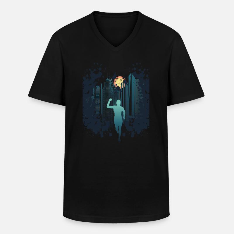 Skyline Marathon, Trailrunning - Männer-T-Shirt mit V-Ausschnitt - Schwarz