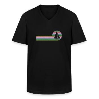 Sailor Sunset Sailboat Skipper Captain Sailing - Men's V-Neck T-Shirt - black - Front - AI Model Male 178 dark (178cm)