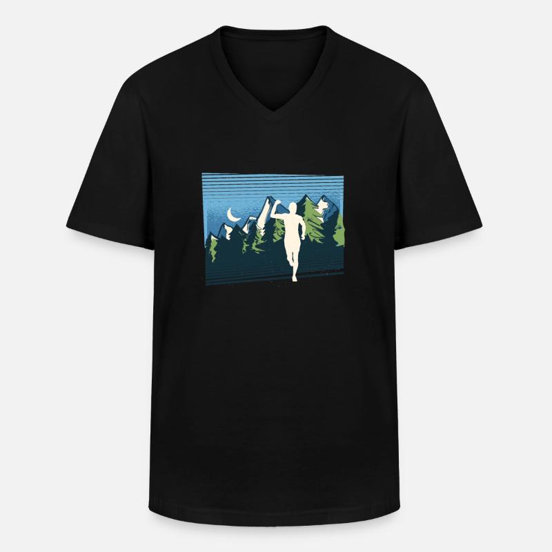Marathon, Trailrunning Läufer - Männer-T-Shirt mit V-Ausschnitt - Schwarz