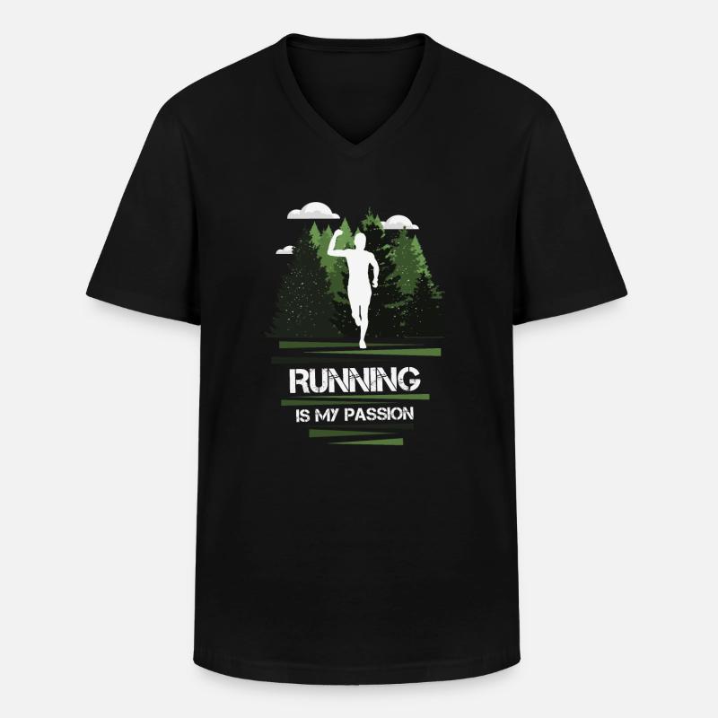 Marathon, Trailrunning Passion - Männer-T-Shirt mit V-Ausschnitt - Schwarz
