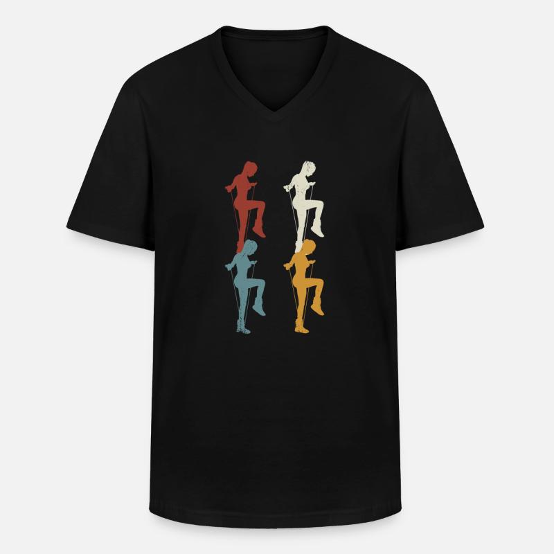 Retro Rope Jumping - Männer-T-Shirt mit V-Ausschnitt - Schwarz