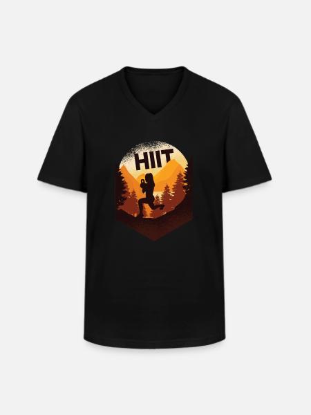 HIIT Fitness Frau - Männer-T-Shirt mit V-Ausschnitt - Schwarz