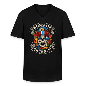 Chemnitz Biker Geschenk sons of Chemnitz - Männer-T-Shirt mit V-Ausschnitt - Schwarz - Vorne - AI Model Male 178 dark (178cm)
