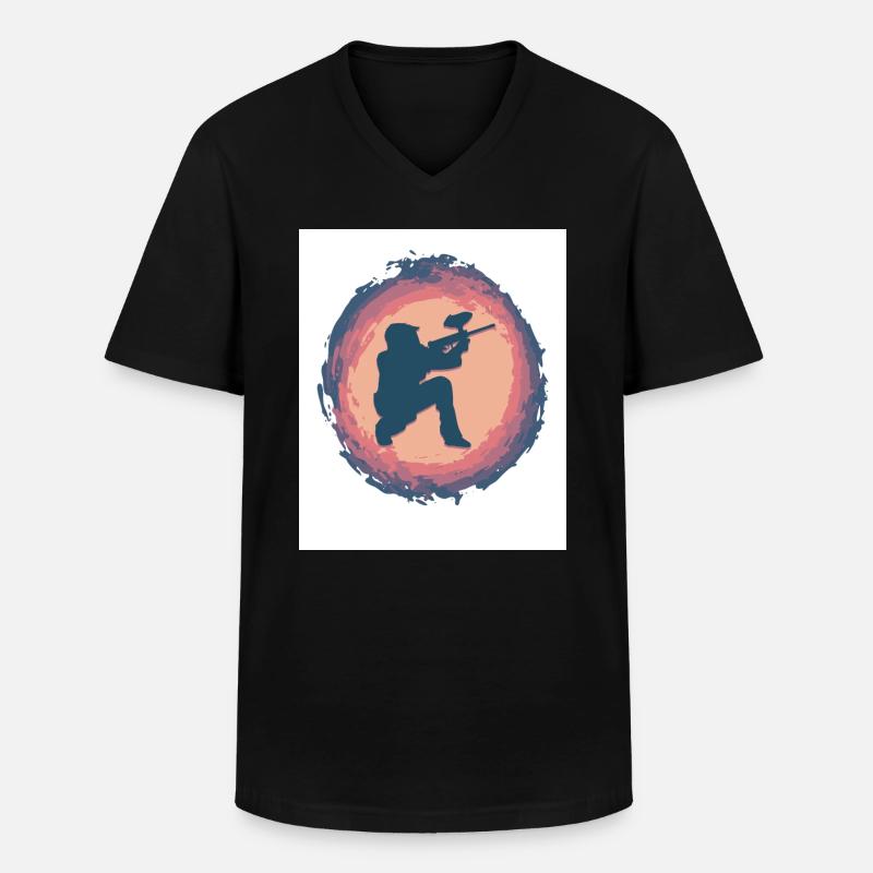 Splash Paintball - Männer-T-Shirt mit V-Ausschnitt - Schwarz