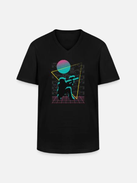 Vaporwave Paintball - Männer-T-Shirt mit V-Ausschnitt - Schwarz
