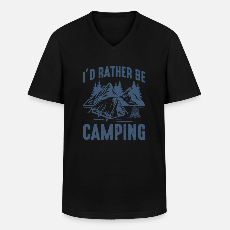 I'd Rather Be Camping - Men's V-Neck T-Shirt - black