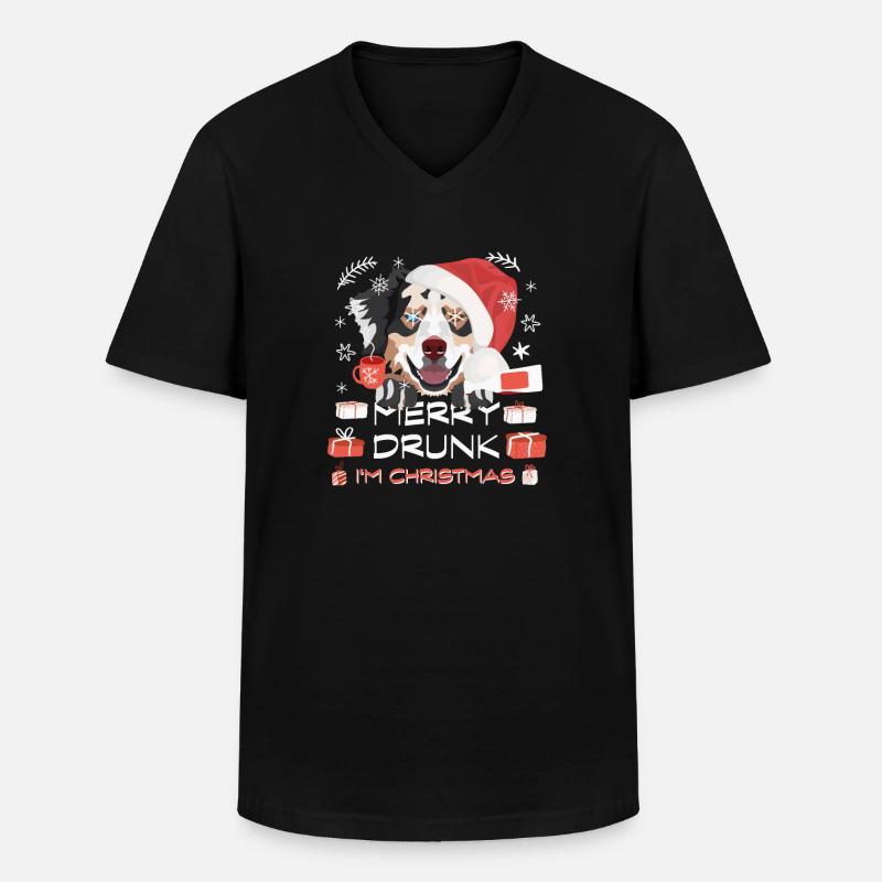 Australian Shepherd Weihnachtsmarkt - Männer-T-Shirt mit V-Ausschnitt - Schwarz