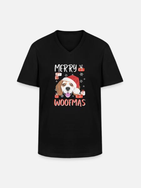 Beagle Frohe Weihnachten - Männer-T-Shirt mit V-Ausschnitt - Schwarz