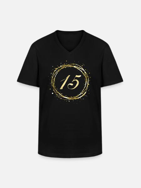 15 - T-shirt col V Homme - noir