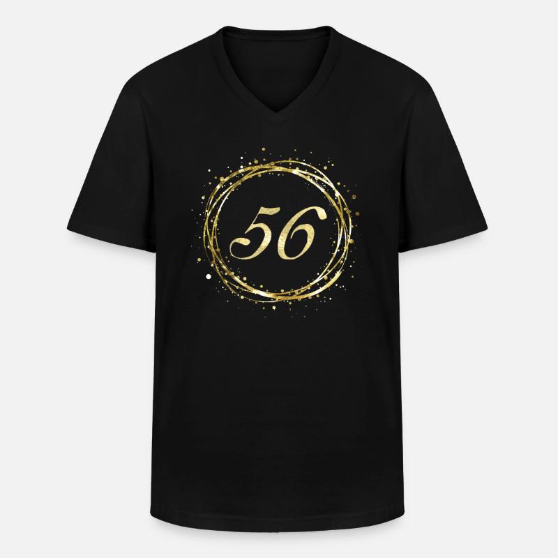 56 - Männer-T-Shirt mit V-Ausschnitt - Schwarz