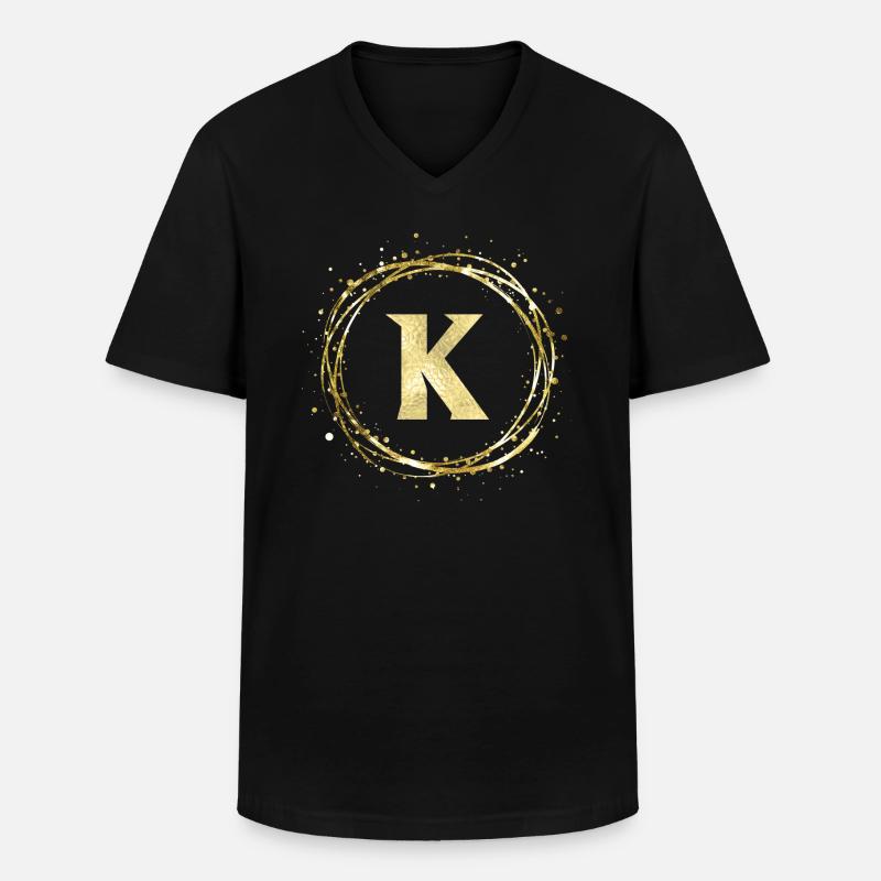 K - Männer-T-Shirt mit V-Ausschnitt - Schwarz