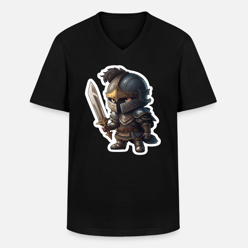 Dunkler Chibi Ritter - Männer-T-Shirt mit V-Ausschnitt - Schwarz