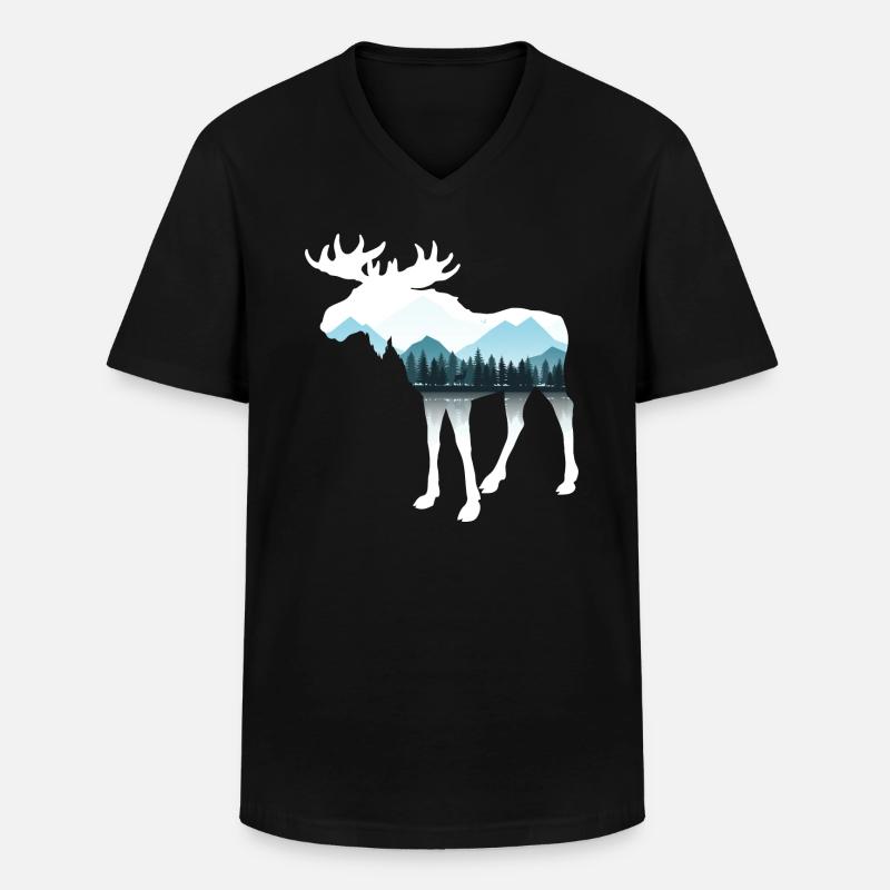 Elch - Männer-T-Shirt mit V-Ausschnitt - Schwarz