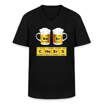 Øl periodiske system be er - Klassisk herre T-shirt med V-udskæring - sort - Foran - AI Model Male 178 dark (178cm)