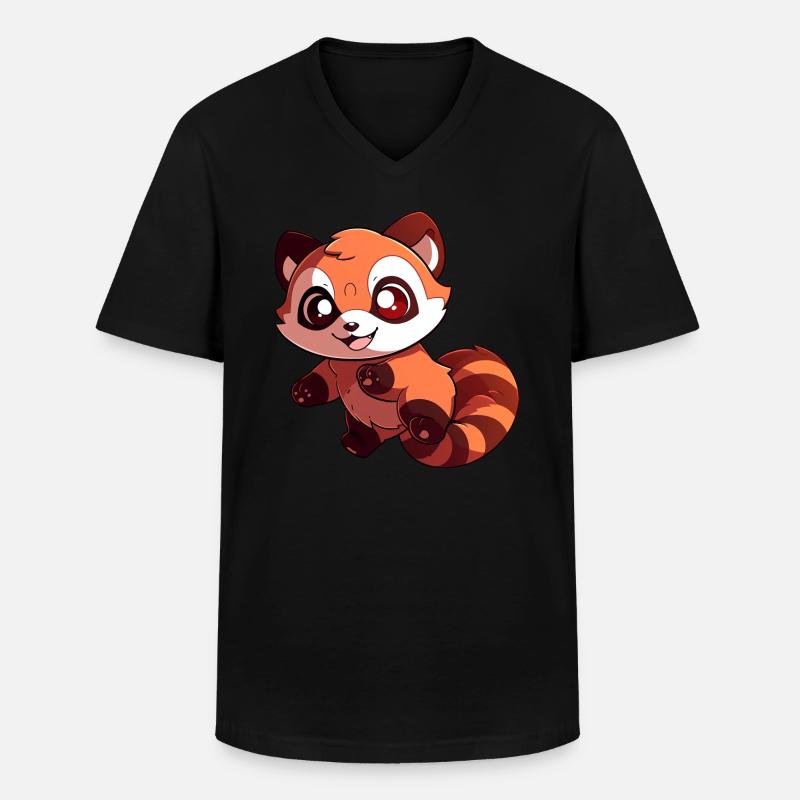 Roter Panda - Männer-T-Shirt mit V-Ausschnitt - Schwarz