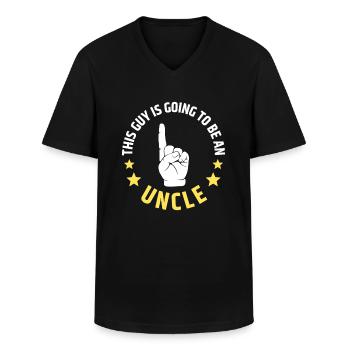 Denne fyr bliver onkel - Klassisk herre T-shirt med V-udskæring - sort - Foran - AI Model Male 178 dark (178cm)
